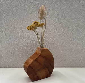 Vase à fleurs en bois massif fait main, design moderne style ferme, décoration de mariage, écologique, taille et logo personnalisables - Product Image 6