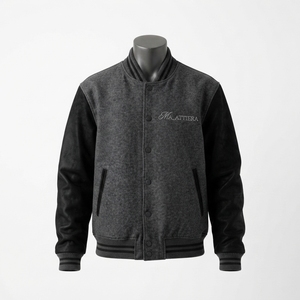 Veste en laine mélangée pour homme, noir et gris, logo brodé sur le devant, style décontracté, vêtement d'automne, coupe classique, col rabattu - Product Image 1
