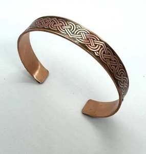 Copper Traditional Polished Wide Cuff <b>Bracelet</b> with Beautiful Design & Channel Magnet Clasp Bela Artisan <b>Healing</b> - Product Image 3