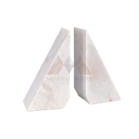 Serre-livres triangulaires en marbre onyx blanc, faits à la main, style artisanal, robustes, portables, artisanat naturel, décoration intérieure, tendance du moment, pour les fêtes