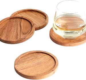 Custom Modern Wooden Coaster Set <b>Round</b> Heat Resistant Eco-Friendly 300mm Diameter Cup <b>Mat</b> for Coffee Tea - Product Image 2