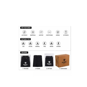 Shorts BMX RONAL SPORTS unisexe noir à séchage rapide en toile pour le cyclisme, coupe ample, longueur courte, logo personnalisé pour adulte - Product Image 6