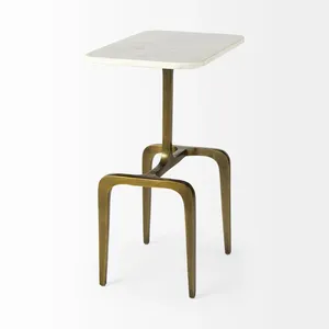 Designer Handmade Metal Accent <b>Table</b> with Artistic Geometric Gold Frame for Luxury Homes Premium Stainless Steel Metal Side - Product Image 1