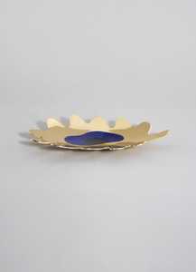 Irresistable Handmade <b>Metal</b> <b>Bowl</b> With Blue Stone Inlay Gold Finish Polished Modern Design For Gifting - Product Image 5