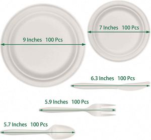 Assiette en papier jetable ronde personnalisée, écologique, avec revêtement UV, pour usage médical, fête d'anniversaire, serviette, gobelet, couverts - Product Image 2