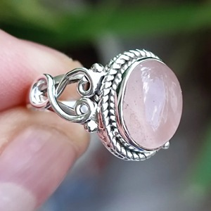 Rose <b>Quartz</b> Oval <b>Ring</b> 925 Sterling Silver Handmade Promise Jewelry for her bezel setting <b>Ring</b> January Birthstone month - Product Image 2