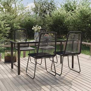 Ensemble de salle à manger de jardin en rotin noir 5 pièces, mobilier d'extérieur au design contemporain avec structure métallique pour usage extérieur - Product Image 1
