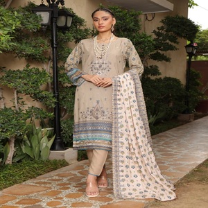 Vestido de mujer paquistaní Salwar Kameez Trajes de 3 piezas de marca con impresión digital de Dr Haris Vol KINARA Ropa de India y Pakistán - Product Image 3