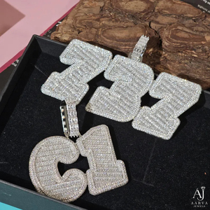 Pendentif Hip Hop en Moissanite Effet Glaçon Plaqué Or Rose, Breloque Lettre & Chiffre, Bijou en Cristal pour Collier - Product Image 2