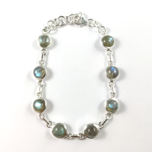 Multi-<b>Labradorite</b> Chain Link <b>Bracelet</b> Handcrafted 925 Silver Hypoallergenic Jewelry Party Wear By JAIPUR SILVER - Product Image 3