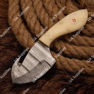 Couteau de chasse, de camping et de pêche de qualité industrielle, lame en acier Damascène ultra-affûtée, poignée en os de chameau, idéal pour l'EDC - Product Image 2