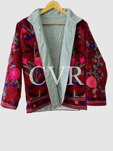 Hand Embroidered Floral Cotton Coat Turn-<b>down</b> Collar Full Sleeve Plus Size Bohemian Outerwear for Women Autumn Wear - Product Image 3