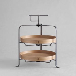 Hot Selling Two Tier Wooden Round Tray Cake Stand Tools Display Rack Home Hotel Restaurant Table Centerpiece Cake Display Stand - Product Image 1