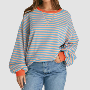 Sweat-shirts d'hiver pour femmes, manches longues, col rond, décontractés, en tricot uni, 100% coton, molleton écologique, confortables, logo personnalisé sur le devant - Product Image 3