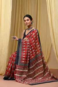 Block Print Soft Cotton Mulmul <b>Saree</b> for Women – Lightweight Indian Traditional Wear Premium Mulmul Cotton <b>Saree</b> <b>Blouse</b> Piece - Product Image 1