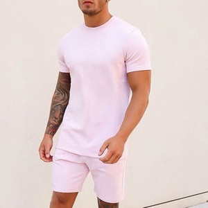 Ensemble t-shirt et short en coton uni pour homme, tenue décontractée d'été, tissu tricoté respirant, blanc - Product Image 2
