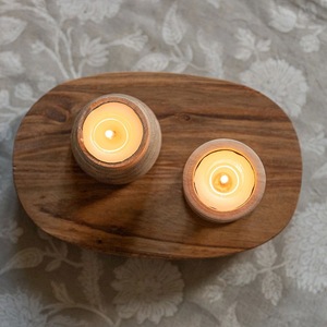 Porte-bougies modernes en bois faits à la main, support pour bougies chauffe-plat en bois naturel, centre de table minimaliste, décoration intérieure, Noël, religieux - Product Image 2