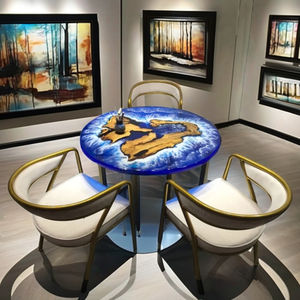 Table à manger rectangulaire moderne en résine et bois d'acacia avec époxy, design étanche pour les célébrations de mariage et d'anniversaire - Product Image 2