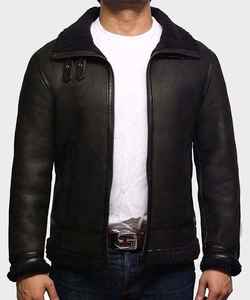 Custom Fashion Genuine Leather Cotton <b>Filling</b> Turn <b>Down</b> Fur Collar Breathable Waterproof Warm Heated <b>Men</b> Leather <b>Jacket</b> - Product Image 5