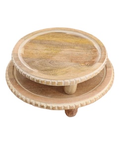 New Arrival Round Wooden Raised Tray Set for Cake <b>Dessert</b> Display and Home Kitchen Serving Decor FOR SALE - Product Image 1
