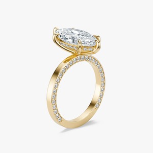 Anillo de Diamante Cultivado en Laboratorio con Corte Marquesa de 5.5CT, Anillo Clásico con Pavé de Oro de 14K, Anillo de Compromiso, Anillo de Boda, Oro Sólido de 10K, 14K, 18K, Oro Amarillo - Product Image 2