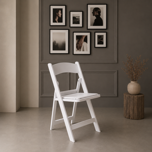 <b>White</b> Wooden Foldable <b>Chair</b> Minimalist Design Outdoor Furniture for Villa & Hotel <b>Dining</b> Lightweight Comfortable - Product Image 1