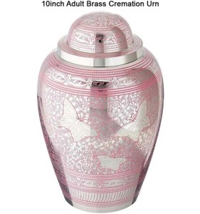 Urna Funeraria de Latón Rosa para Cenizas Humanas Adultas, Urna Conmemorativa para Entierro, Recipiente Cilíndrico Artesanal para Recuerdos - Artesanía India - Product Image 5