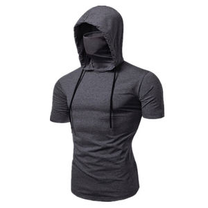 Sudadera con capucha de máscara grande de empalme informal para hombre, camisetas de gimnasia de manga corta para ciclismo para entrenamientos de gimnasio - Product Image 2