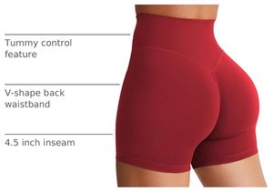 Shorts de Yoga de Cintura Alta sin Costuras, Color Sólido, con Efecto Push-Up, Cintura Elástica, Shorts Deportivos para Mujer - Product Image 2