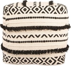 Pouf ottoman tissé de haute qualité, fait main, design bohème en tissu, poufs carrés pour le salon, décoratifs - Product Image 4