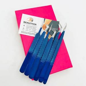 Pinzas japonesas de acero inoxidable para extensión de pestañas, probadas a mano, recubiertas de Color azul, puntiagudas para uso de pestañas, personalizables, privadas - Product Image 4