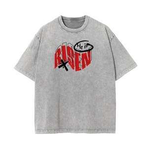 T-shirt gris oversize en coton pour homme, manches courtes, col rond, style streetwear, imprimé lettres, logo frontal, coupe jersey - Product Image 1