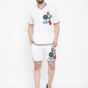 Producto en Oferta, Nueva Llegada, Camisetas de Manga Corta Transpirables para Hombre, Verano, Poliéster/Algodón, Conjuntos de Dos Piezas en Color de Contraste para Adultos - Product Image 3