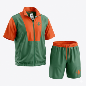 Nouvel Arrivage – Ensemble 2 Pièces Homme Style Urbain Automne : Veste Coupe-Vent Imperméable et Short avec Logo Personnalisé sur le Devant - Product Image 1