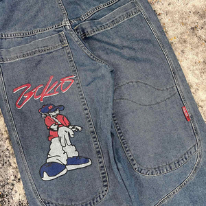 Pantalon pour homme en denim délavé, coupe ample et droite, effet usé, style streetwear, logo personnalisé, multi-poches, printemps - Product Image 6