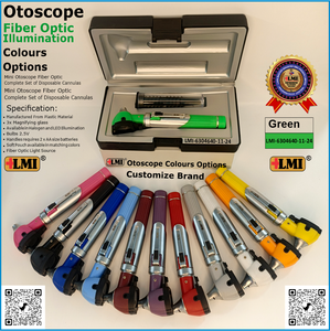 Ensemble d'otoscopes manuels en fibre optique verte de qualité médicale supérieure pour l'examen des oreilles, certifié CE, garantie 1 an - Product Image 2