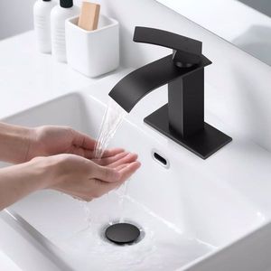 Robinet de lavabo noir mat en acier inoxydable à poignée unique, monotrou, ne peut être expédié les week-ends via USPS/FedEx - Product Image 4