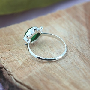 Bague statement en onyx vert naturel, sertie d'argent sterling 925, faite à la main, géométrique, à facettes, bijou pour femme - Product Image 4