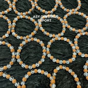 Handmade Natural Rock Crystal Quartz and Rudraksha Beads <b>Bracelet</b> Spiritual Protection Energy Balance Healing Jewelry Wholesale - Product Image 2
