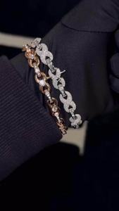 Bracelet unisexe RAMDUT IMPEX de luxe en or avec diamants de laboratoire, maillons Mariner en forme de grains de café, coupe baguette et ronde, certifié IGI - Product Image 3