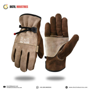 Gants de travail robustes en cuir de vachette, gants de chauffeur pour la conduite de camions, l'entrepôt et le jardinage, avec paume en cuir croûte, gants de sécurité - Product Image 2