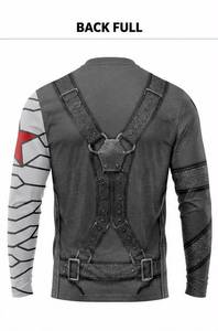 เสื้อแรชการ์ดแขนยาวสำหรับผู้ชาย พิมพ์ลายด้วยเทคนิค Heat-Transfer ผ้าสแปนเด็กซ์/โพลีเอสเตอร์ 220 กรัม แห้งเร็ว ดีไซน์ลายเกราะ โลโก้สีแดงด้านหน้า - Product Image 2