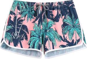 Women's Tropical Palm Print Drawstring <b>Shorts</b> High Waist Casual Quick Dry Spandex Polyester Regular Fit Summer Lounge <b>Shorts</b> - Product Image 3
