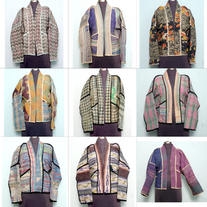 Veste Kantha en coton 100% de créateur, tricotée, multicolore, style ethnique, broderie artisanale, vintage, unique en son genre, vente en gros - Product Image 1