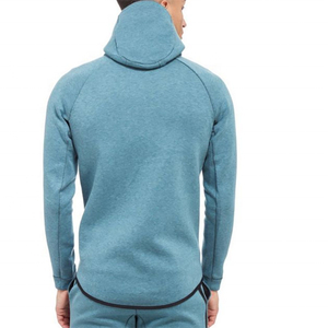 เสื้อฮู้ดซิปผู้ชายสีน้ำเงิน ทรงเข้ารูป สวมใส่สบายๆ สำหรับฤดูใบไม้ร่วง แขนยาว ผ้าถักสีพื้น ดีไซน์ระบายอากาศได้ดี - Product Image 3
