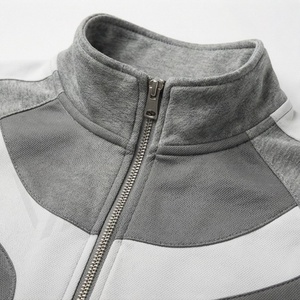 Men's Gray Color Blocking Tracksuit Full <b>Zip</b> <b>Hooded</b> Sweatshirt With Side Pockets Casual Sportswear Autumn Wear - Product Image 4