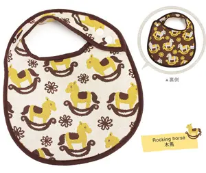 [Wholesale Products] Made in Japan 5-Layered Gauze Baby Bib 25cm*20cm 100% Cotton Breathable Low MOQ Soft Touch Rocking Horse