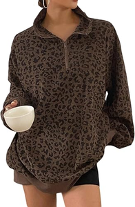 Women's New Fashion Loose Comfortable Long Sleeve <b>Leopard</b> <b>Print</b> <b>Hoodie</b> Casual Vintage Winter/Autumn Everyday Street Use - Product Image 2
