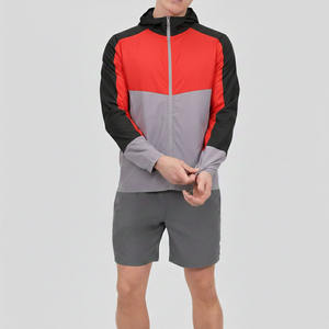 Ensemble survêtement homme coupe-vent respirant à séchage rapide en nylon, grande taille, avec sweat à capuche zippé et short - Product Image 6