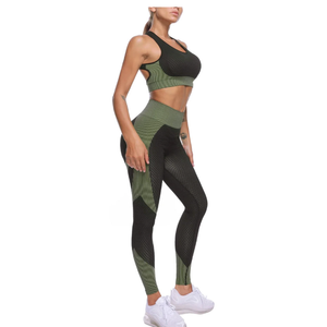 Conjunto de Leggings Deportivos de Cintura Alta para Mujer, Talla Grande, Spandex/Nailon, Sólido, Transpirable, Ecológico, de Secado Rápido, para Yoga y Fitness - Product Image 2